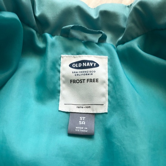 Old Navy Teal Blue Frost Free Puffer Jacket Size 5T - Picture 7 of 8